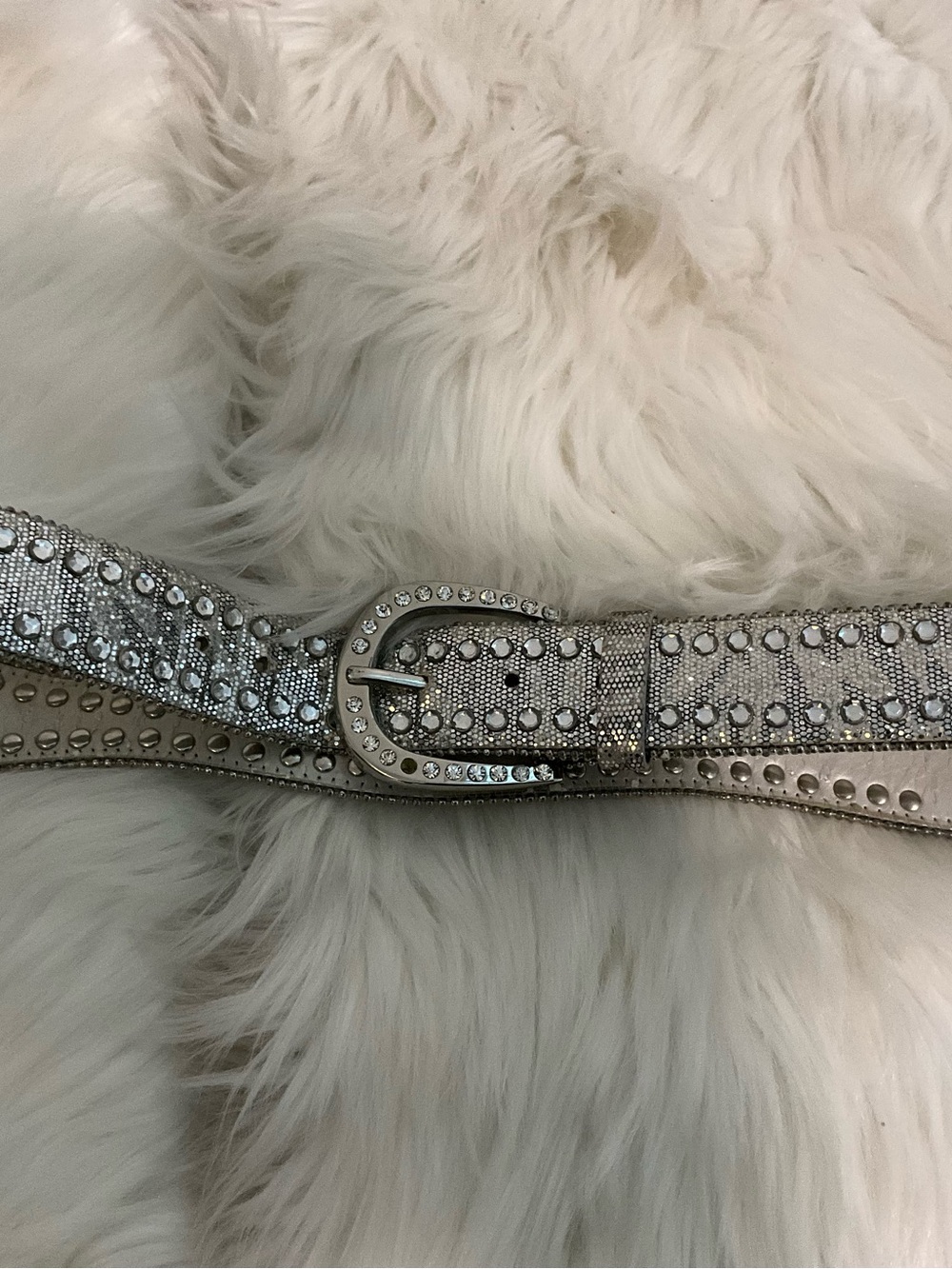 Silver Rhinestone Bling Belt Women’s Size M | Cinturón Plateado Talla M